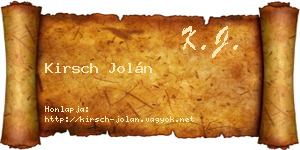 Kirsch Jolán névjegykártya